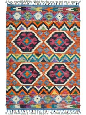 Kilim Co. Afgan Kilim, Yünden El Dokuma Geometrik Desenli 80X120 cm (0.96 M²)