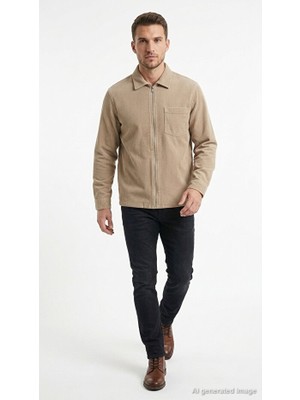 Jack & Jones Erkek Kadife Fermuarlı Overshirt Gömlek Ceket Jortoronto Cordudoy Cepli Uzun Kollu Relaxed Fit