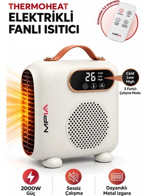 Exenar 2000W Uzaktan Kumandalı Elektrikli Fanlı Isıtıcı Soba Üflemeli Portatif Masaüstü Ev Oda Sobası