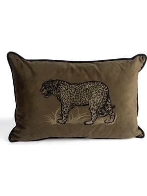 Mikasa Moor Leopar Nakışlı Kahve Yastık 40X60