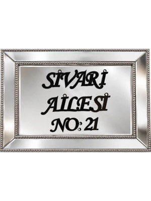 Dizaynomi Gümüş Çerçeveli Aynalı Kişiye Özel Isimlik ve Paspas Takımı