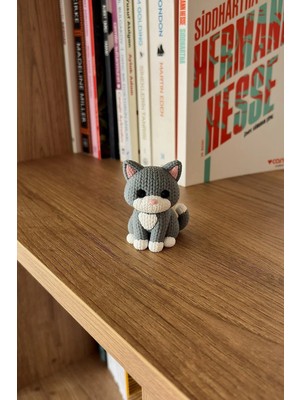 Rumon Örgü Desenli Kedi Biblo | Dekoratif Masa ve Raf Süsü