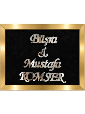 Dizaynomi Gold Çerçeveli Kişiye Özel Isimlik ve Paspas Takımı