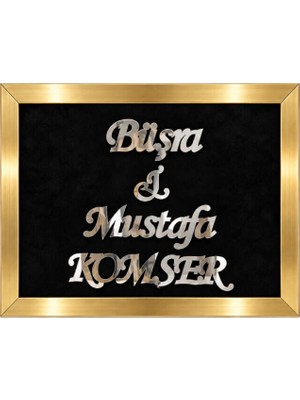 Dizaynomi Gold Çerçeveli Siyah Zeminli Kişiye Özel Dekoratif Isimlik