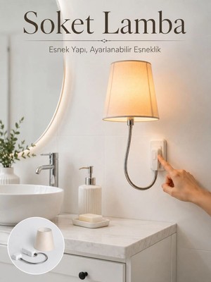 Epilons Soket Tipi Ayarlanabilir Başlıklı Dekoratif Gece Lambası