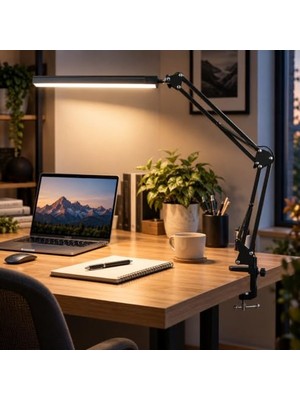 LED Masa Lambası, 3 Renk, 10 Kademe Parlaklık, USB ile Çalışır