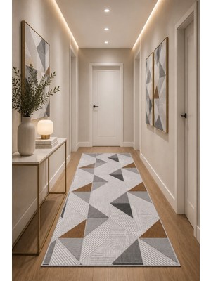 Babil Home Kaymaz Tabanlı Halı Kesme Yolluk Salon Koridor Mutfak Yatak Odası Halısı 3014 Gri