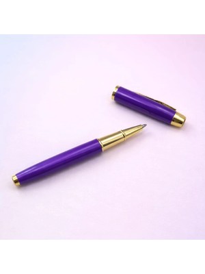 Şık Mor Metal Roller Kalem 13 cm Promosyon Hediyesi