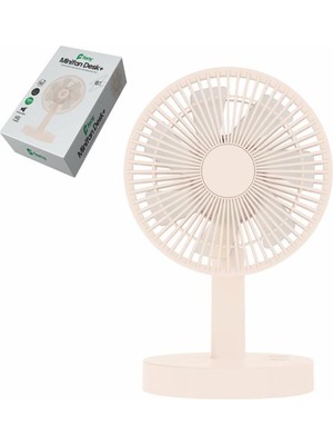 Feny FN-F75 Beyaz 3 Kademeli Otomatik 180 Derece Dönebilen Şarjlı 1800MAH Premium Masa Üstü Fan