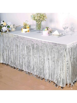 Parlak Gümüş Masa Eteği 275X75 cm Kendinden Yapışkanlı