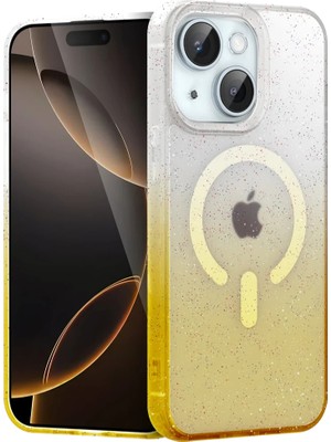 Apple iPhone 15 Plus Pummel Shiny Magsafe Kapak - Gold