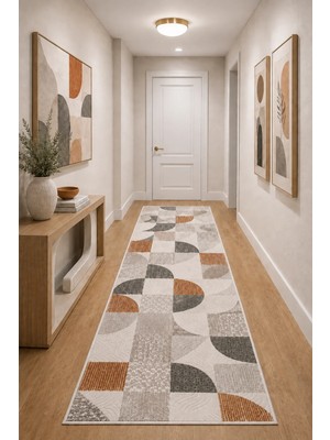 Babil Home Kaymaz Tabanlı Halı Kesme Yolluk Salon Koridor Mutfak Yatak Odası Halısı 3038 Multi