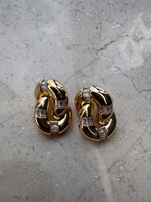 Helen Jewerly Burgu Düğüm Vintage Zirkon Taşlı Marka Küpe