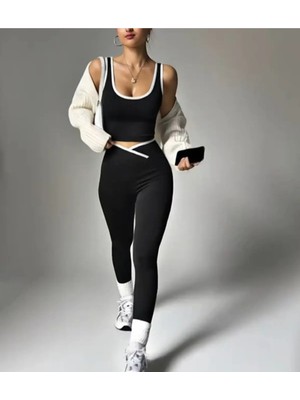 Lacis Halter Yaka Crop & V Kesim Yüksek Bel Tayt Takım