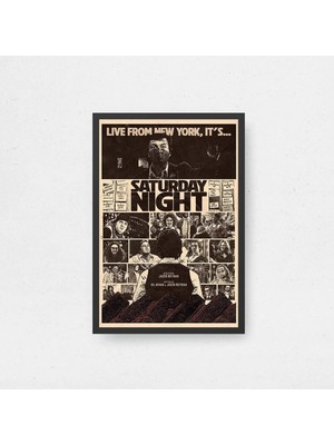 Saturday Night Tasarım 2 Film Posteri Çerçeveli Tablo Sinema Odası Duvar Dekoru