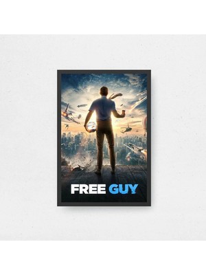 Free Guy Tasarım 2 Film Posteri Çerçeveli Tablo Sinema Odası Duvar Dekoru