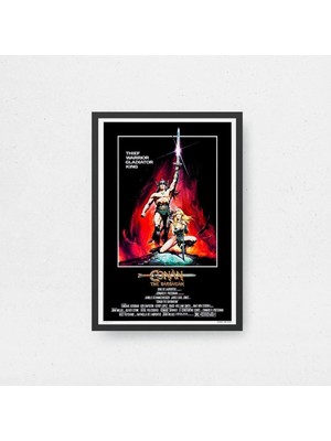 Conan The Barbarian Film Posteri Çerçeveli Tablo Sinema Odası Duvar Dekoru