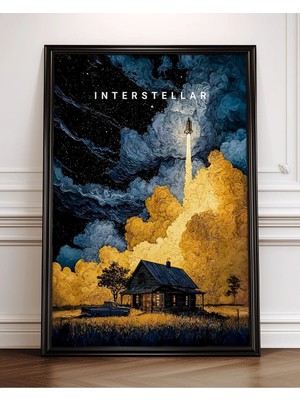 Interstellar Tasarım 29 Film Posteri Çerçeveli Tablo Sinema Odası Duvar Dekoru