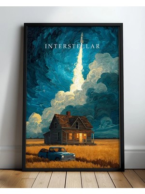 Interstellar Tasarım 24 Film Posteri Çerçeveli Tablo Sinema Odası Duvar Dekoru