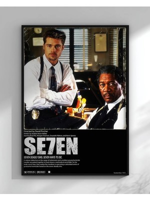 SE7EN Tasarım 2 Film Posteri Çerçeveli Tablo Sinema Odası Duvar Dekoru