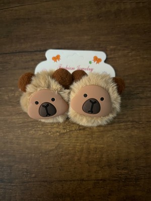 Kız Çocuk 1 Çift Capybara Renkli Havlu Lastik Toka Kapibara Pelüş Peluş Lastik Toka Y2K Kpop Kore