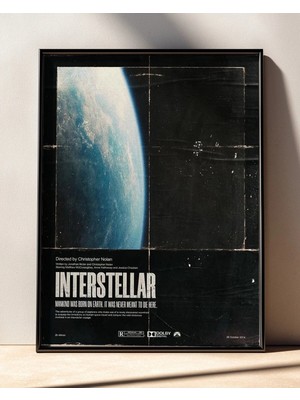 Interstellar Tasarım 4 Film Posteri Çerçeveli Tablo Sinema Odası Duvar Dekoru