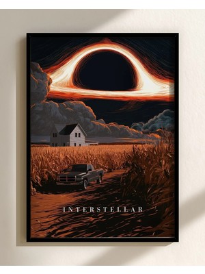 Interstellar Tasarım 33 Film Posteri Çerçeveli Tablo Sinema Odası Duvar Dekoru