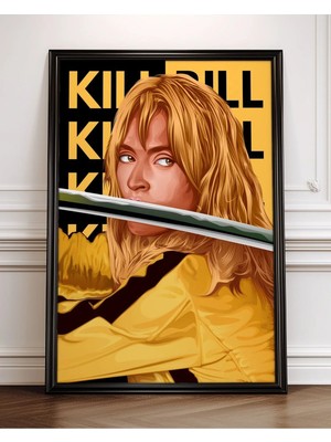 Kill Bill Tasarım 6 Film Posteri Çerçeveli Tablo Sinema Odası Duvar Dekoru