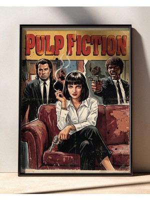 Pulp Fiction Tasarım 21 Film Posteri Çerçeveli Tablo Sinema Odası Duvar Dekoru
