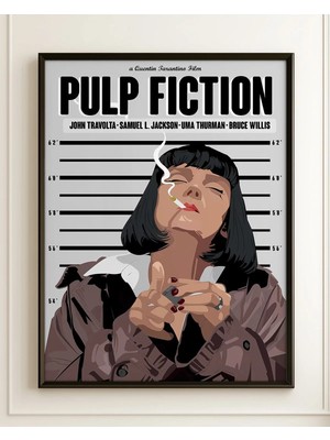 Pulp Fiction Tasarım 19 Film Posteri Çerçeveli Tablo Sinema Odası Duvar Dekoru