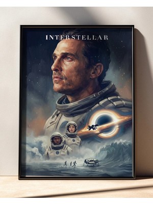 Interstellar Tasarım 28 Film Posteri Çerçeveli Tablo Sinema Odası Duvar Dekoru