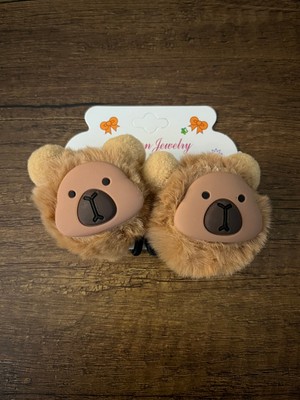Kız Çocuk 1 Çift Capybara Renkli Havlu Lastik Toka Kapibara Pelüş Peluş Lastik Toka Y2K Kpop Kore