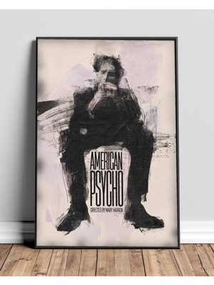 American Psycho Tasarım 3 Film Posteri Çerçeveli Tablo Sinema Odası Duvar Dekoru