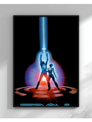Tron - 1982 Film Film Posteri Çerçeveli Tablo Sinema Odası Duvar Dekoru