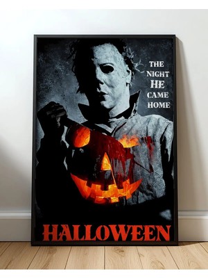 Halloween Tasarım 5 Film Posteri Çerçeveli Tablo Sinema Odası Duvar Dekoru