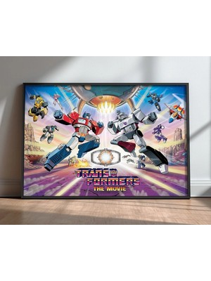 The Transformers The Movie - Optimus Vs Film Posteri Çerçeveli Tablo Sinema Odası Duvar Dekoru