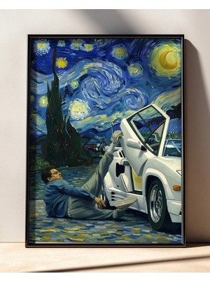 The Wolf Of Wall Street Movie Starry Night Film Posteri Çerçeveli Tablo Sinema Odası Duvar Dekoru