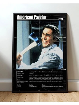 American Psycho Tasarım 2 Film Posteri Çerçeveli Tablo Sinema Odası Duvar Dekoru