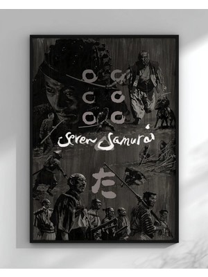 Seven Samurai Film Posteri Çerçeveli Tablo Sinema Odası Duvar Dekoru