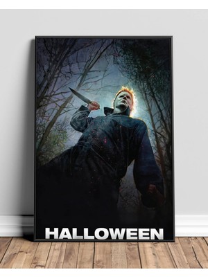 Michael Myers Halloween Film Posteri Çerçeveli Tablo Sinema Odası Duvar Dekoru