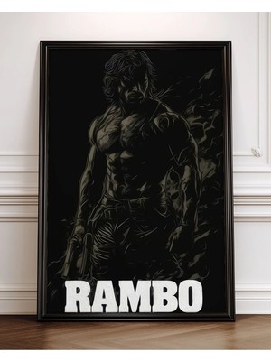 Rambo Film Posteri Çerçeveli Tablo Sinema Odası Duvar Dekoru