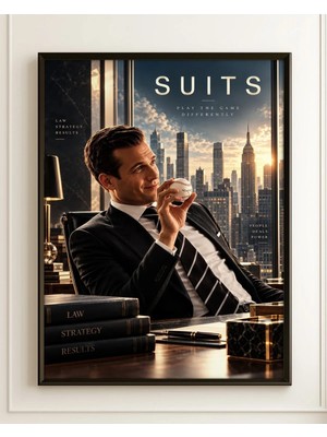 Suits Tv Show Poster With Harvey Specter Film Posteri Çerçeveli Tablo Sinema Odası Duvar Dekoru