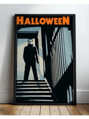Halloween Michael Myers Film Posteri Çerçeveli Tablo Sinema Odası Duvar Dekoru