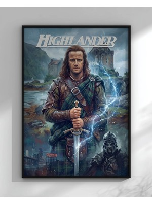 Highlander Film Posteri Çerçeveli Tablo Sinema Odası Duvar Dekoru