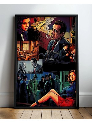 Classic Film Noir Comic Collage Film Posteri Çerçeveli Tablo Sinema Odası Duvar Dekoru