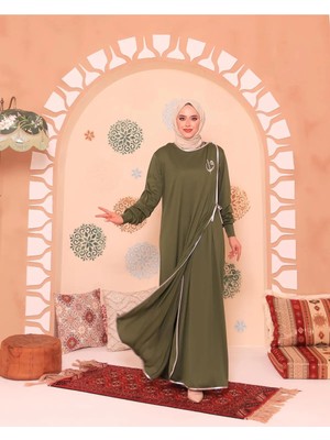 Berel Moda Namaz Feracesi Haki Elif Vav Nakışlı Biyeli Oversize Standart Beden