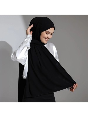 Berel Moda Mısır Ipeği Tesettür Şal Siyah Dökümlü Ütü Gerektirmeyen 75X220