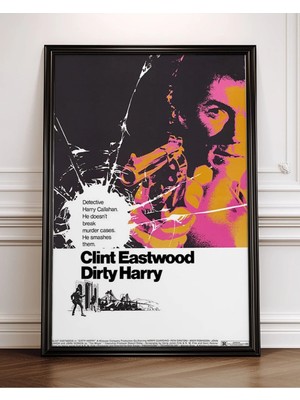 Dirty Harry Clint Eastwood Retro Film Çerçeveli Tablo Film Poster Sinema Salon Duvar Dekoru Hediye