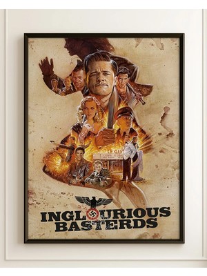 Inglourious Basterds Brad Pitt Film Çerçeveli Tablo Film Poster Sinema Salon Duvar Dekoru Hediye