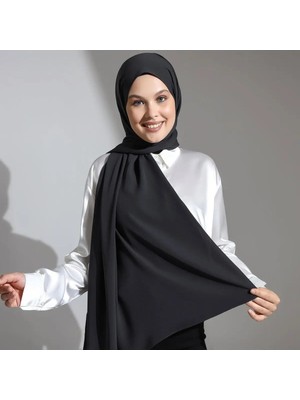 Berel Moda Mısır Ipeği Tesettür Şal Antrasit Gri Dökümlü Ütü Gerektirmeyen 75X220